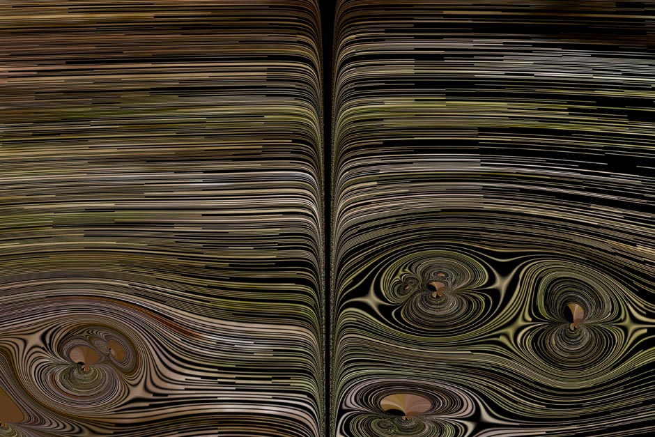 lines crossing a page and flexing around disturbances