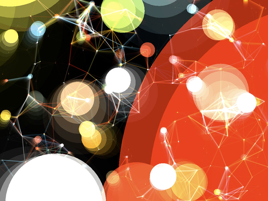 networks of colored circles pulsing to audio