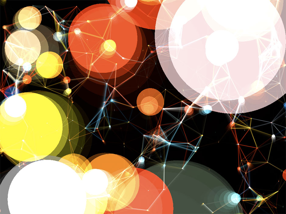 networks of colored circles pulsing to audio