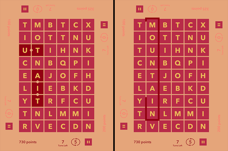 screenshot of multiplayer game running on an iPad. The word 'mountain' is circled.